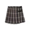 Burberry Leather-trimmed Pleated Checked Wool Mini Skirt In Black