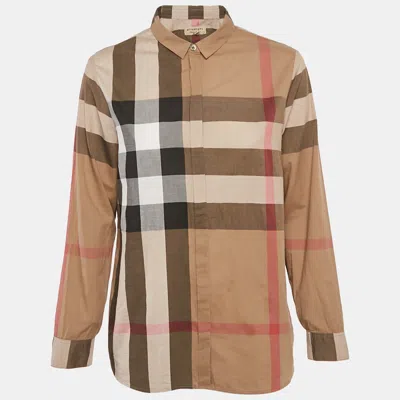 Pre-owned Burberry Brown Nova Check Cotton Button Front Shirt M