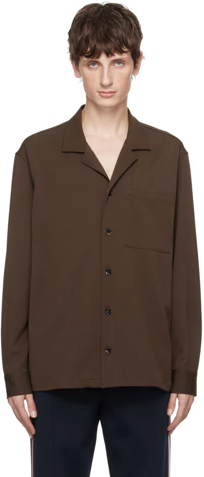 Burberry Brown Open Spread Collar Shirt In Dark Umber