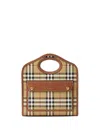 Burberry Woman Printed Canvas And Leather Mini Pocket Handbag In Brown