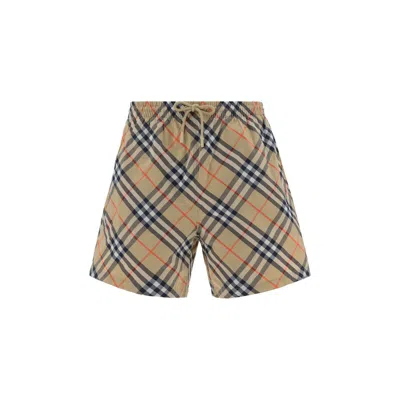Burberry Brown Polyester Shorts In Multi