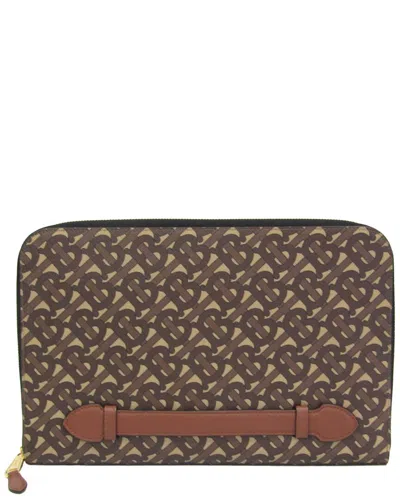 Pre-owned Burberry Brown Pvc Clutch (authentic Pre-loved)