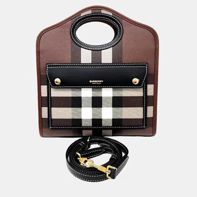 Pre-owned Burberry Brown Pvc Pocket Mini Bag