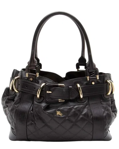Burberry Brown Quilted Leather Beaton Satchel (authentic Pre-loved) In Black