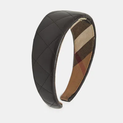 Pre-owned Burberry Brown Quilted Leather Headband