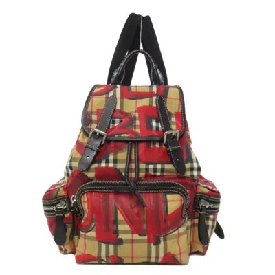 Pre-owned Burberry Brown Red Color Nylon Backpack () In Multi