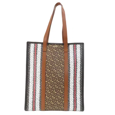 Pre-owned Burberry Brown Red Color White Pvc Tote Bag () In Brown, Red Color, White