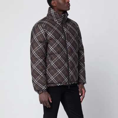 Burberry Brown Reversible Down Jacket With Check Pattern