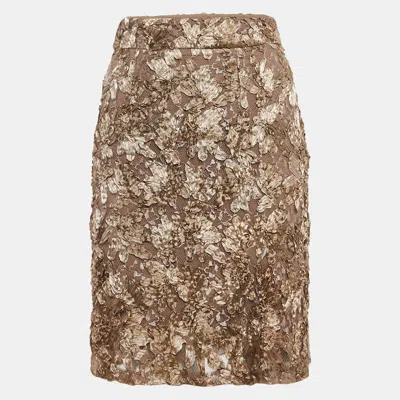 Pre-owned Burberry Brown Ribbon Work Tulle Short Skirt S