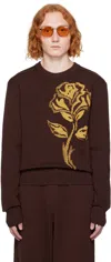 Burberry Knit Stretch Floral Graphic Sweater In Otter