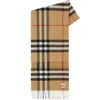 Burberry Check Pattern Cashmere Scarf With Fringed Edges In Brown