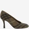 Burberry Tartan Patterned Canvas Pumps With Covered Heel 9cm In Green
