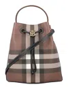 Burberry Women Embroidered Canvas Bucket Bag In Brown