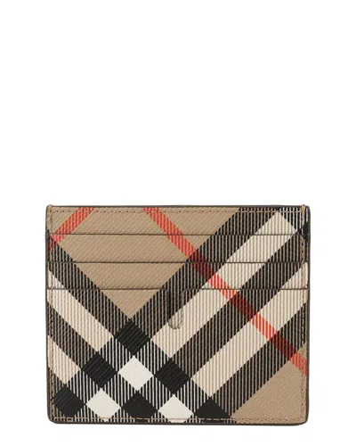 Pre-owned Burberry Brown Spandex Check Card Case (authentic Pre-loved)