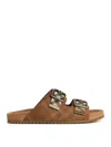 Burberry Check Pattern Flat Sandals Dual Straps In Multi