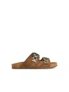 Burberry Check Pattern Flat Sandals Dual Straps In Brown