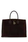 Burberry Brown Suede Small Rocking Horse Handbag In Darkbrown