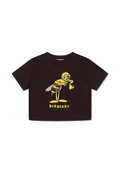 Burberry Babies' Brown T-shirt For Boy With Logo And Bee