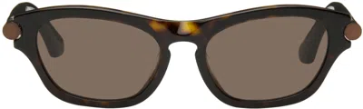 Burberry Brown Tubular Oval Sunglasses In 300273