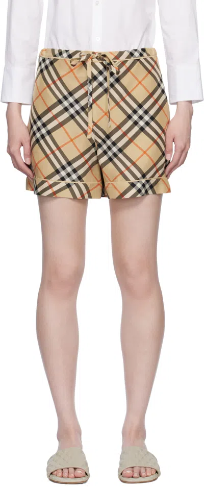 Burberry Sand Beige Shorts In Sand Ip Check