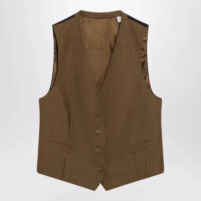 Burberry Brown Wool And Mohair Vest By