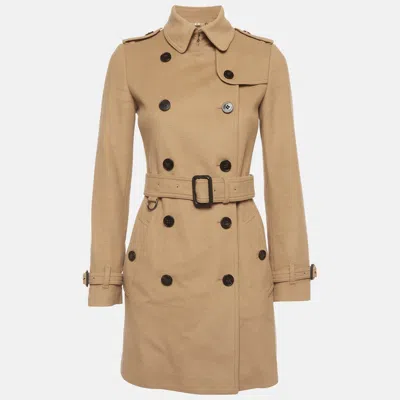 Pre-owned Burberry Brown Wool Blend Double Breasted Trench Coat S