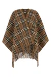 Burberry Reversible Cape With Embroidered Cashmere Blend In Brown