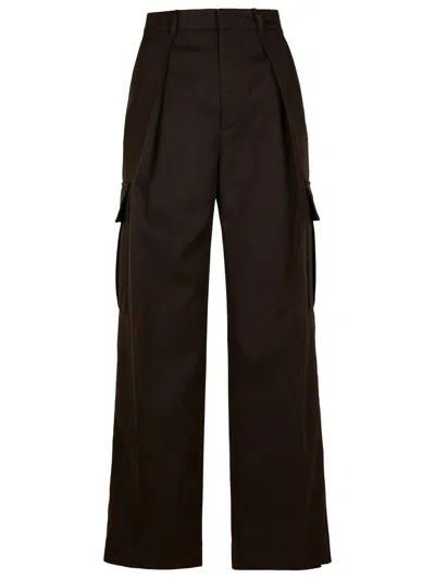BURBERRY BROWN WOOL CARGO PANTS