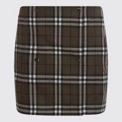 Burberry Brown Wool Skirt In Green