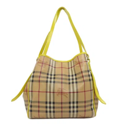 Pre-owned Burberry Brown Yellow Pvc Tote Bag ()