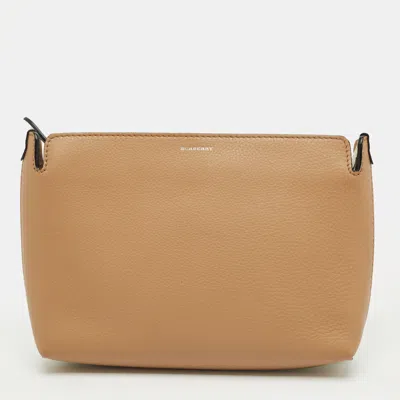 Pre-owned Burberry Brown/white Leather Medium Clutch