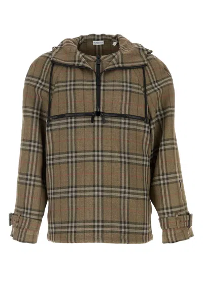 Burberry Brushed Check Viscose-silk Jacket In Brown