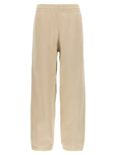 Burberry Brushed Cotton Joggers With Logo Patch In Neutral