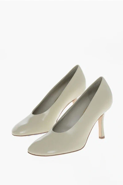 BURBERRY BRUSHED LEATHER PUMPS WITH COVERED HEEL 9CM