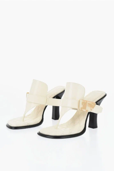 Burberry Brushed Leather Thong Mules 10cm In Gold