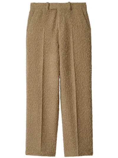 Burberry Linen Wool Blend Tailored Trousers In Neutral