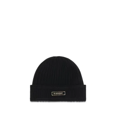 Burberry Bu8103340a1189bb Ribbed Merino Wool Beanie In Black
