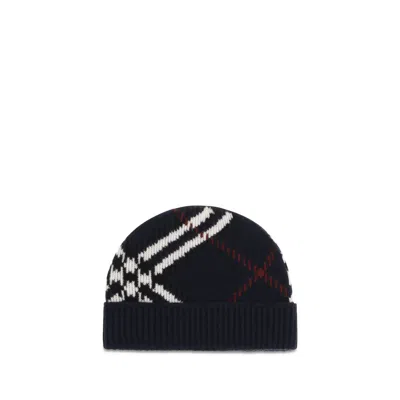Burberry Bu8132885a1243bb Cashmere-blend Check Beanie In Black