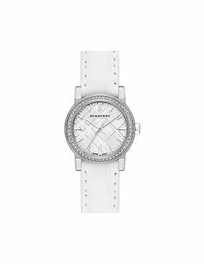 Pre-owned Burberry Bu9221 Swiss 54 Diamonds Bezel Silver Tone Alligator Band Watch $1795
