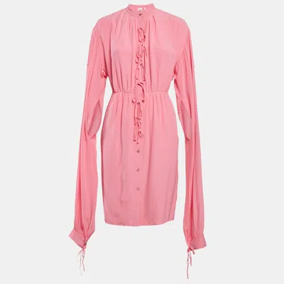 Pre-owned Burberry Bubblegum Pink Silk Joyce Dress S