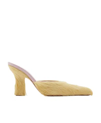 Burberry Buck Hair Calf Pointed-toe Mules In Brown