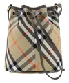 Burberry Check Drawstring Mini Bag In Beige