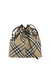 Burberry Checkered Bucket Bag With Removable Strap In Beige