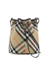 Burberry Check Drawstring Mini Bag In Beige
