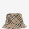 Burberry Checkered Pattern Bucket Hat With Logo Embroidery In Red