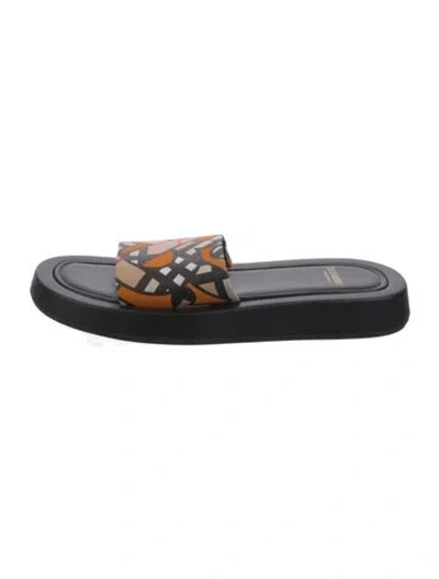 Pre-owned Burberry Buckingham Sandal Abstract Check Slides In Black