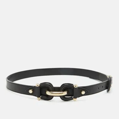 Pre-owned Burberry Buckle Belt Black Leather 80cm