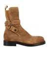 Burberry Suede Ankle Boots Block Heel Pull Tab In Brown