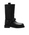Burberry Saddle Knee-high Leather Boots In Black