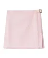 Burberry Wool Miniskirt With Buckle And Fringed Hem In Pink